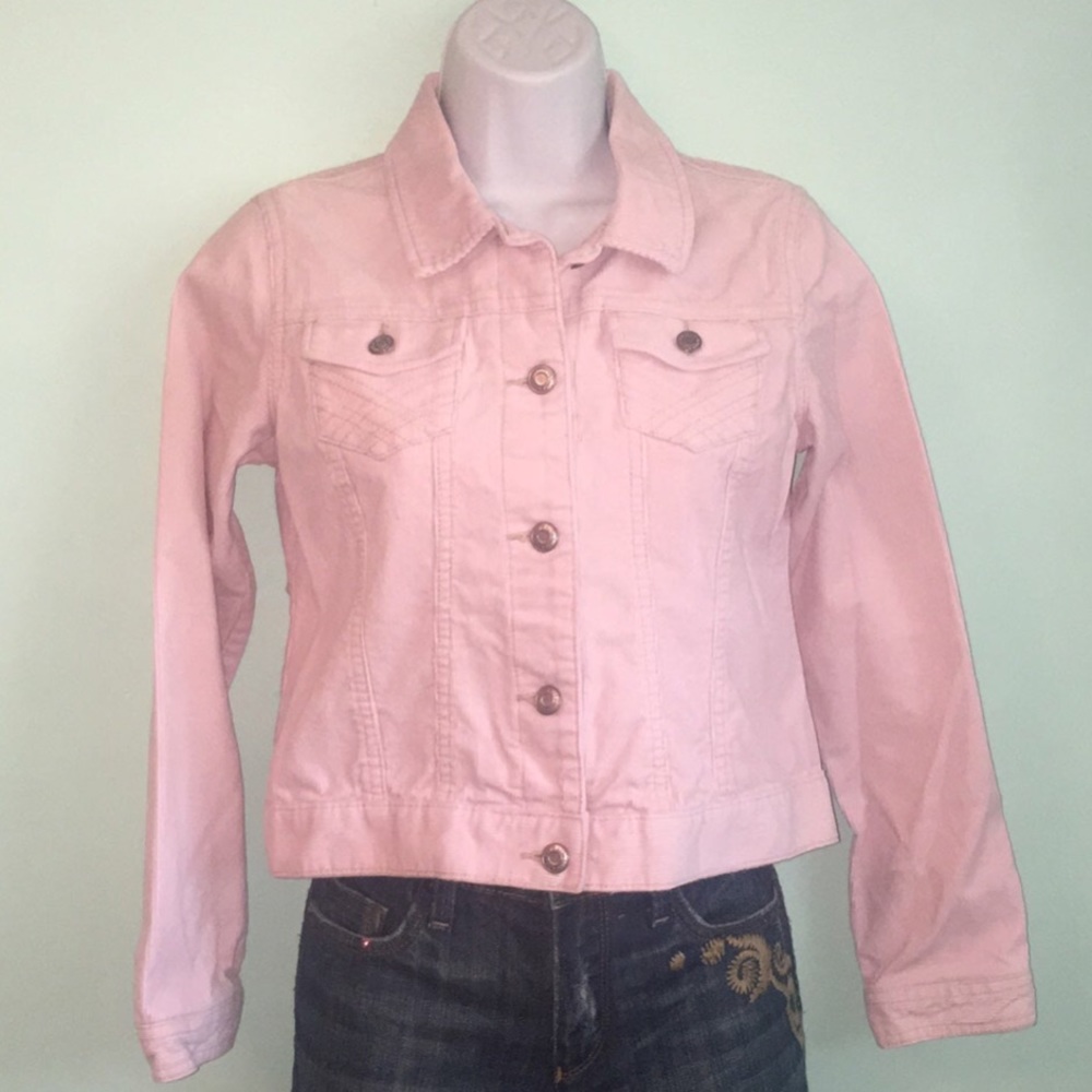 Old Navy Girls Pink Corduroy Denim Jacket Sz XL